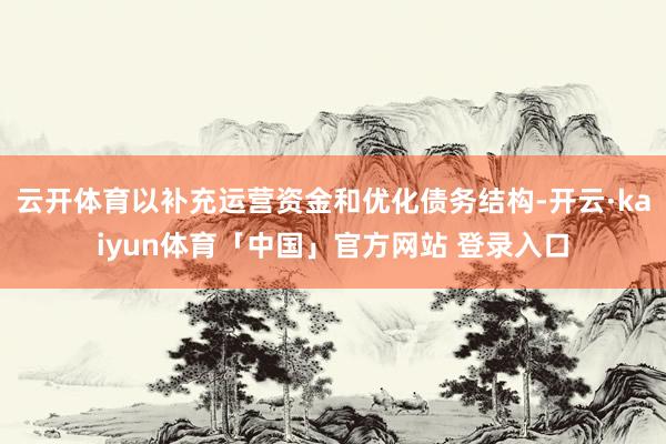 云开体育以补充运营资金和优化债务结构-开云·kaiyun体育「中国」官方网站 登录入口